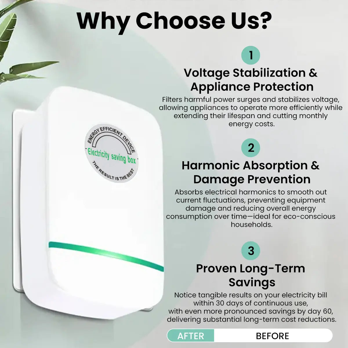 Plug-In Power Box with US Plug 2026 Updated Design Compatible with 90–250V Input Range
