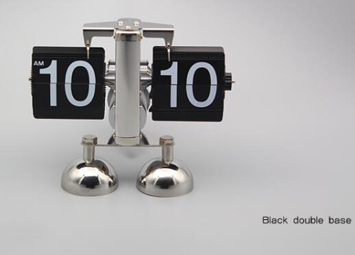 Black Retro Flip Clock-Internal Gear Operated Flip Home Clock