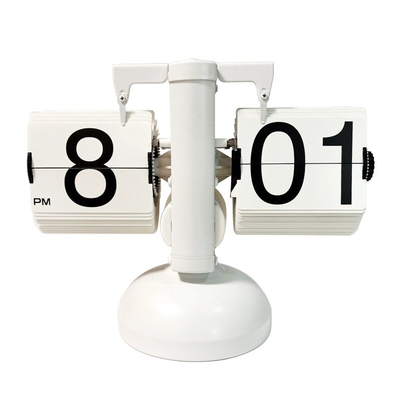 Black Retro Flip Clock-Internal Gear Operated Flip Home Clock